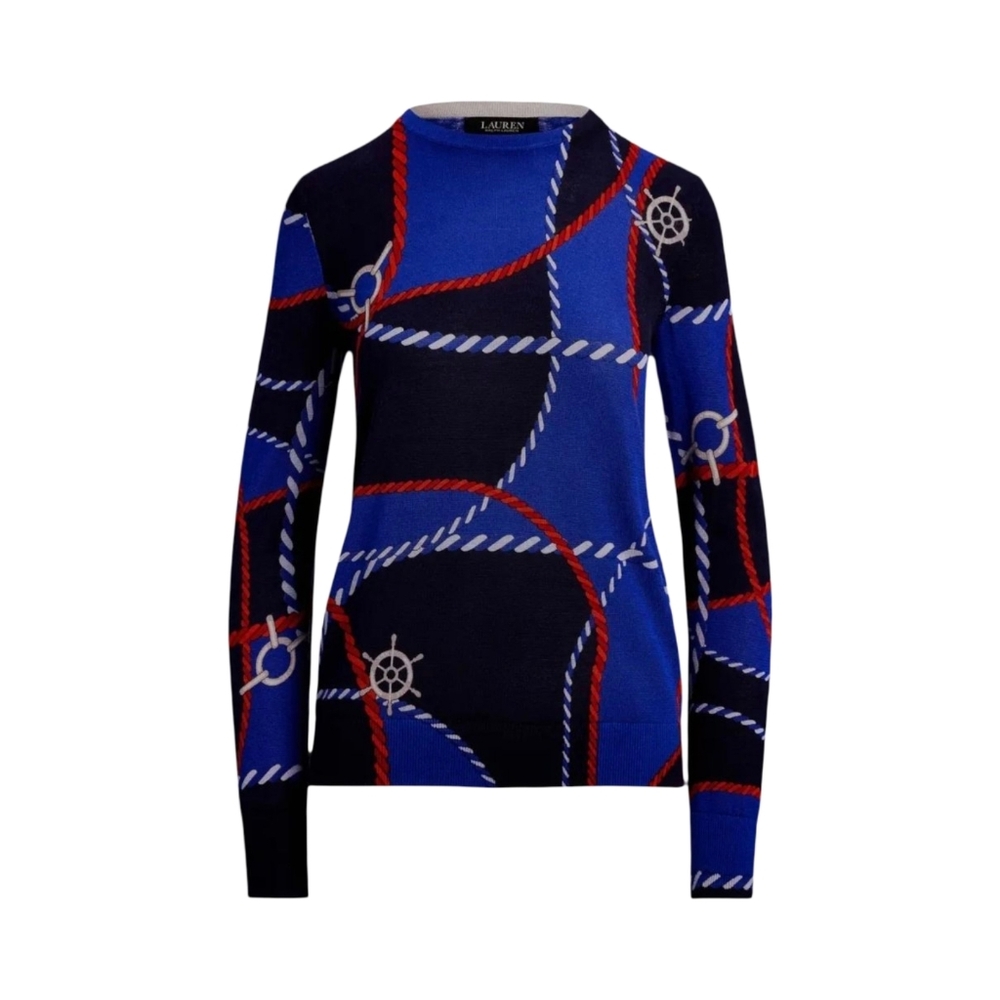 Lauren Ralph Lauren Nautical Rope Ship Wheel Crewneck Sweater Blue‎ Navy 2X New - Picture 4 of 12